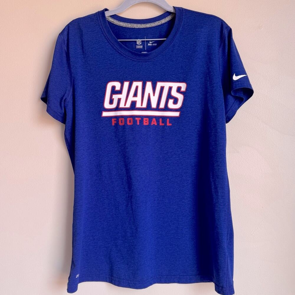 GIANTS NIKE Football Team apparel Dri Fit Blue Shirt‎ NFL swoosh short sleeve
